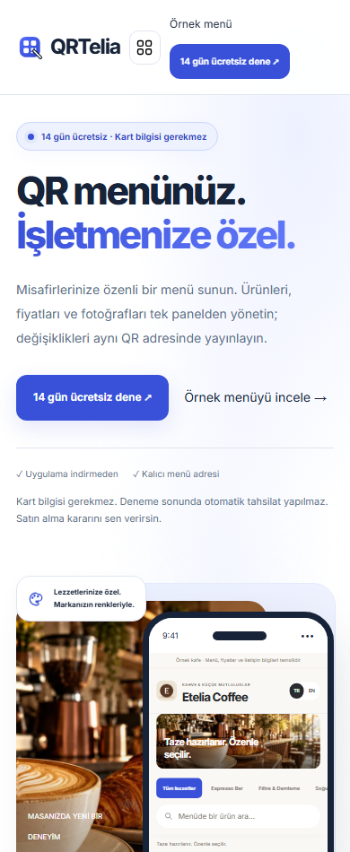 QRTelia tanıtım sayfası